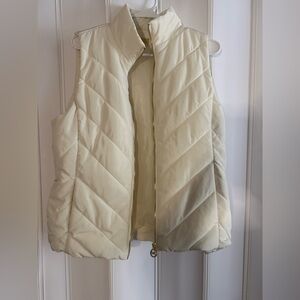 Michael Kors Cream Quilted Puffer Vest with Gold Label